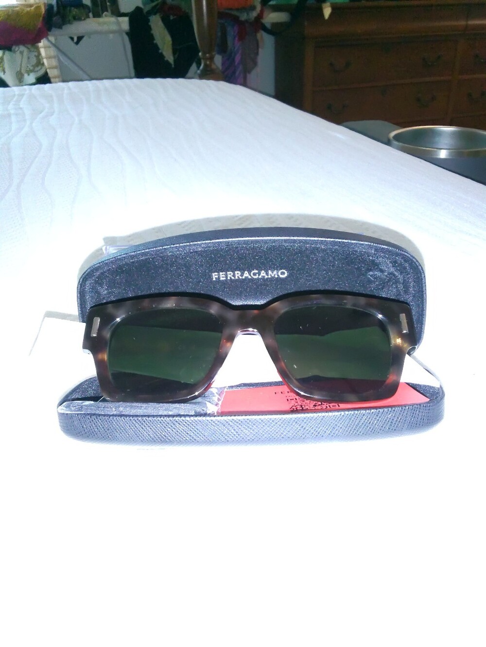 Salvatore Ferragamo Tortoise Frame Sunglasses with Dark Green Lenses